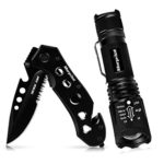 Keenstone Tactical Pocket Knife Tactical Flashlight Set, 5 in 1 Mutitool Knife and 5 Modes Zoomable Tactical Flashlight Torch for Camping Hiking Fishing Survival