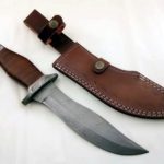 Nescole Bowie Knife- Handmade Damascus Knife- Decorative Knives, Camping Survival Knife, and Hunting Knife with Exquisite Walnut Wooden Handle, Sharp Blade with Leather Sheath