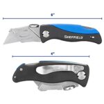 Sheffield 12119 Utility Knife, Quick Change Utility Knife Blades, Lock Back Release, Lightweight ABS Handle, Box Cutter with 6 Blades