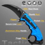 MADSABRE Claw Knife Cool Pocket Knife for Men – 8.5 Inch Large Camping Folding Knives with Clip Hunting Hiking Survival EDC Foldable Knife (Blue)