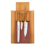 Cangshan N1 Series 62618 4-Piece Leather Roll Knife Set, Gold Plated Handle