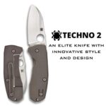 Spyderco Techno 2 Specialty Folding Utility Knife with 2.52″ CTS XHP Stainless Steel Blade and Premium Titanium Handle – Everyday Carry – PlainEdge – C158TIP2