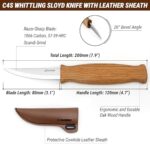 BeaverCraft Sloyd Knife C4s 3.14″ Wood Carving Knife with Leather Sheath Whittling Knife for Wood Carver – Chip Carving Chisel Knife for Beginners Whittling Knives Wood Carving Tools Woodworking