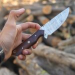 POLO CRAFT Custom Handmade Damascus Fixed Blade,Full Tang Hunting Knives With Leather Sheath (Gift) For Outdoor Camping. (Rose Wood Handle), PCL-0078