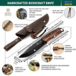 BeaverCraft Bushcraft Knife Camping Knife Survival Knife with Fire Starter – Camp Knife Fixed Blade Knife with Sheath Bush Knife Full Tang Carbon Steel – Outdoor Knife, Hiking Knife BSH4F