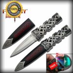 9” Green Jewel Ceremonial Celtic Fantasy Dagger SHARP KNIFE with Scabbard Combat Tactical Knife + eBOOK by Moon Knives