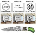 Personalized Engraved Damascus Steel Pocket Folding Knife Customized Gift for Husband Dad Boyfriend, Groomsmen Gifts, Best Man Gifts for Wedding, 100% Handmade 6.5″ Knives for Outdoor Camping Back