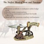 BestGiftEver Western Style Hunting Blade Knife with Horse Decorative Knife Stand – Unique Gifts for Hunters, Knife Display Collectors and Western Home Decor Enthusiasts