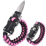 RNS STAR Paracord Knife Bracelet Paraclaw Knife Bracelet Survival Cord Bracelets Multitool Survival Gear Tactical EDC Bracelet Camping Paracord Bracelet for Men Gift (Pink_Regular)