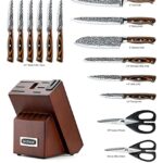 McCook MC17 Knife Sets,15 Pieces German Stainless Steel Knife Block Sets with Built-in Sharpener
