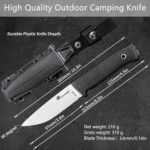 HX OUTDOORS Extra Sharp Camping Knife, Stainless Steel Fixed Blade Survival Bushcraft Knife with Plastic Sheath and for Outdoor, Backpacking (Black)