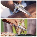 VESON-LON Pocket Knife, AK 47 Folding Knife for Camping Fishing Hiking Emergency Survival Knife, LED Light, Husband Birthday Present, With Deep Pocket Clip for Men Women(Medium)