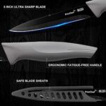 PrinChef Kitchen Utility Knife, 5 Inch High Carbon Steel Utility Knife with Sheath, Ultra Sharp Kitchen Knife with Nonstick and Anti-scratch Coating, for All Purpose Use