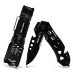 Multitool Knife & Flashlight Set Morpilot 5 in 1 Multi-Purpose Pocket Knife, 500LM 5Modes Portable Handheld Flashlight for Camping Hunting Backpacking Fishing Outdoor Survial,Ideal for gift
