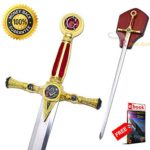 45” Medieval Masonic Ceremonial Sword Templar Knight Freemasonry Brand New PRIME sharp strong blade eBOOK by MOON KNIVES