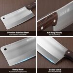 Chinese Meat Cleaver, Premium 7″ Heavy Duty Hand Forged Chinese Chef Knife Full Tang High Carbon Stainless Steel Vegetable Knife with Non-slip Ergonomic Handle Ideal for Home and Restaurant Use(wenge)