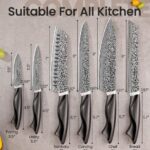 Knife Set, 15 Pieces Kitchen Knife Set with Built in Sharpener, High Carbon German Stainless Steel Knife Block Set, Dishwasher Safe