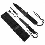 Survivor HK-1035 Fixed Blade Outdoor Knife Set, Black Double-Edge Blades, Black Cord-Wrapped Handles, 7-Inch and 10-Inch Overall