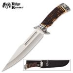 Ridge Runner Pronghorn Prairie Bowie Knife and Sheath – Faux Stag Antler Handle – Deer Hunting Knife