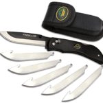 Outdoor Edge RazorLite, RL-10, 3.5″ Replaceable Blade Folding Hunting Knife, Non-Slip Rubberized TPR Handle, Nylon Sheath (Black)