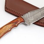Anna Home Collection AN-9013 Custom made damascus steel hunting knife pukka wood handle with real leather sheath.