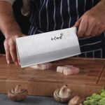 SHI BA ZI ZUO 8-inch Kitchen Knife Professional Chef Knife Stainless Steel Vegetable Knife Safe Non-stick Finish Blade with Anti-slip Wooden Handle