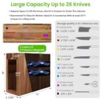 ARC Magnetic Knife Block Holder without Knives, Storage Up to 26 knives, Large Size Anti-tipping Acacia Wooden Kitchen Knife Storage Stands, Ultra Secure Magnet Rack and Countertop Protected Mat