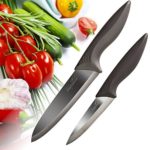 Ceramic Knife Set, 2pc + Sheaths – Chef and Paring Knives with Black Mirror Finish Blades