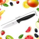 Paring Knife, Kaloo 3.7 inch Small Fruit Knife with Straight Edge, Razor Sharp Kitchen knife, Peeling and Vegetable Knife, German Stainless Steel Pearing Knife with Ergonomic Handle (Black)