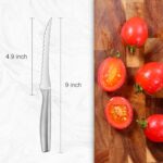 Omesata Tomato Knife, Tomato Slicing Knives Serrated Blade from High Carbon Stainless Steel for Smooth Cutting Tomatoes, Vegetables and Fruits