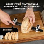 CoquusAid Resharpenable Bread Knife with 2 Fixator Tools for Even Slices, Adjustable to 5 Thickness, 11.6-Inch Multipurpose Serrated Knife, Razor Sharp for Homemade Bread, Sourdough, Cakes, and Toast