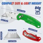 BIBURY Utility Knife 2-Pack, Heavy Duty Folding Box Cutter with Extra 10pcs Replacement SK5 Blades, Pocket Carpet Knife with Quick Change & Safety Lock, Belt Clip