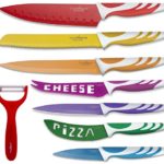 Chopmate Color Stainless Steel Anti-Bacterial Non-Stick Ceramic Coated 8 Piece Kitchen Knife Set