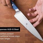 Misen Chef Knife – 8 Inch Professional Kitchen Knife – High Carbon Stainless Steel Ultra Sharp Chef’s Knife, Blue