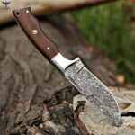 ONLYHANDMADE Beautiful Damascus Knife Made of Remarkable Damascus Steel and Rose Wood and Bone Handle -Its A Hunting Knife with Sheath OHM-127 (Brown Wood)