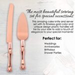 Homi styles Wedding Cake knife and Server Set | Elegant Rose Gold Color Premium 420 Stainless Steel plated Blades | Cake & Pie Serving Set for Wedding Cake, Birthdays, Anniversaries, Parties