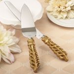 Gold Lattice Wedding Cake Serving Set – Knife & Server