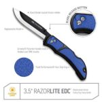 OUTDOOR EDGE 3.5″ RazorLite EDC Knife. Pocket Knife with Replaceable Blades and Clip. The Perfect Hunting Knife for Skinning Deer. Blue with 6 Blades