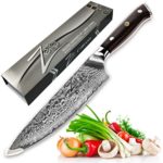 ZELITE INFINITY Chef Knife 8 inch – Alpha-Royal Series – Best Quality Japanese AUS10 Super Steel 67 Layer Damascus – Razor Sharp, Superb Edge Retention, Stain & Corrosion Resistant Chefs Knives