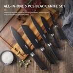 PROCHION 5 PCS Chef Knives Set for Kitchen with Wooden Box, Black Knives Set for Kitchen without Block, High Chromiun Steel Ultra-Sharp Kitchen Knife Set with Pakka Wood Handle for Family & Restaurant