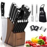 Knife Set, 21-Piece Kitchen Knife Set with Block Wooden, Germany High Carbon Stainless Steel Professional Chef Knife Block Set, Ultra Sharp, Forged, Full-Tang