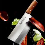 Cleaver Knife 7 Inch – Chinese Chef Knife with rosewood Handle, Vegetable Meat Cleaver Knife with case, Anti-rust Kitchen Knife for Cooking