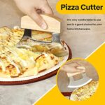 Mestream Pizza Cutter, Wood Handle Pizza Knife, Stainless Steel Sharp Pizza, Multifunctional Food Slicer Rocker Ulu Knife, Mincing Knive