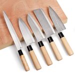 LIUZHANGYU Waterboss Sushi & Sashimi Chef’s Knives,Set of 5 Japanese Sushi Chef Knives – Sashimi-Santoku-Nakiri-Deba Knife,Ultra High Carbon Steel Blades