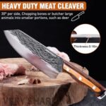 Naitesen 4PCS Hand Forged Butcher Knife and Kitchen Knife 2 in 1 Set, Heavy Duty Meat Cleaver Serbian Chef Knife Breaking Knife Boning Knife for Meat Cutting Home Kitchen Cooking Camping BBQ