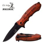 Free Engraving – Quality Elk Ridge Pakkawood Handle Folding Knife (Black, ER-A160BW)