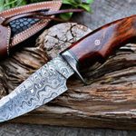 Custom Handmade Hunting Knife Bowie Knife Damascus Steel Survival Knife EDC 10” Overall Walnut Wood with Sheath