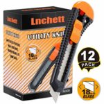 Lnchett 12-Pack Utility Knife, Retractable Box Cutter for Cartons, Cardboard and Boxes, 18mm Wider Razor Sharp Blade, Smooth Mechanism, Perfect for Office and Home use