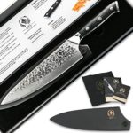 Damascus Chef Knife by Aces – Japanese VG10 Carbon Stainless Steel, 67 Layer Super Sharp Steel 8″ Chef’s Knives – Ergonomic Military Aircraft Grade G10 Handle for Professional Use (BONUS Wood Sheath)