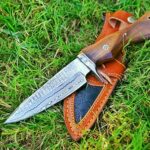 lescone 10″ HandMade Damascus Fixed Blade Hunting Knife with Sheath | Camping | Skinning | Outdoor | Survival knives for Men